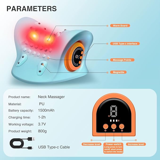 EMS Neck Massager with Heat – Electric Pulse Therapy for Neck & Shoulder Pain Relief