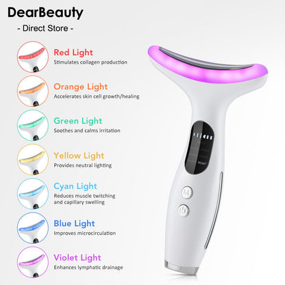 Facial & Neck Massager 💆‍♀️ 7 Colors LED – Lifting, Contouring & Lymphatic Drainage Face Massager for Glowing Skin 🌸