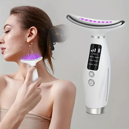 Facial & Neck Massager 💆‍♀️ 7 Colors LED – Lifting, Contouring & Lymphatic Drainage Face Massager for Glowing Skin 🌸