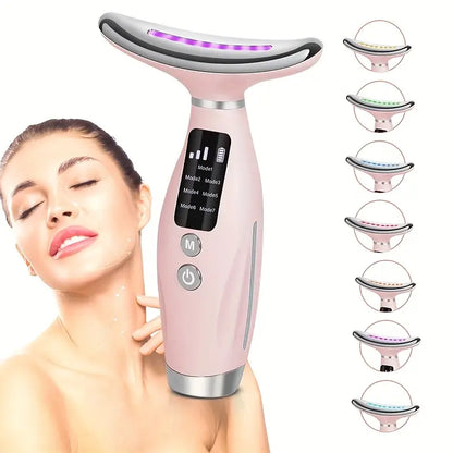 Facial & Neck Massager 💆‍♀️ 7 Colors LED – Lifting, Contouring & Lymphatic Drainage Face Massager for Glowing Skin 🌸