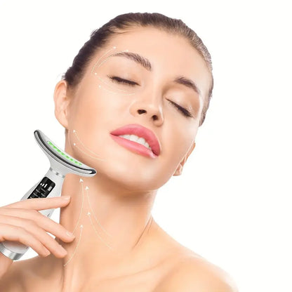 Facial & Neck Massager 💆‍♀️ 7 Colors LED – Lifting, Contouring & Lymphatic Drainage Face Massager for Glowing Skin 🌸